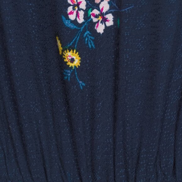 Time and Tru Women’s Woven Smocked Dress - Blue Cove Floral - XL - Picture 5 of 6